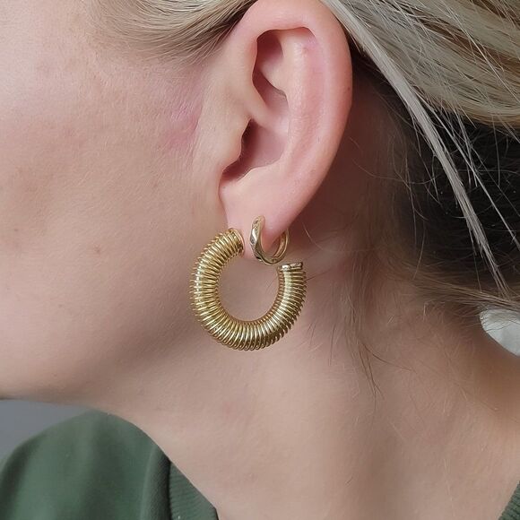 Gold Filled Half Hoop Earrings Gold C Hoops - Picture 3 of 8